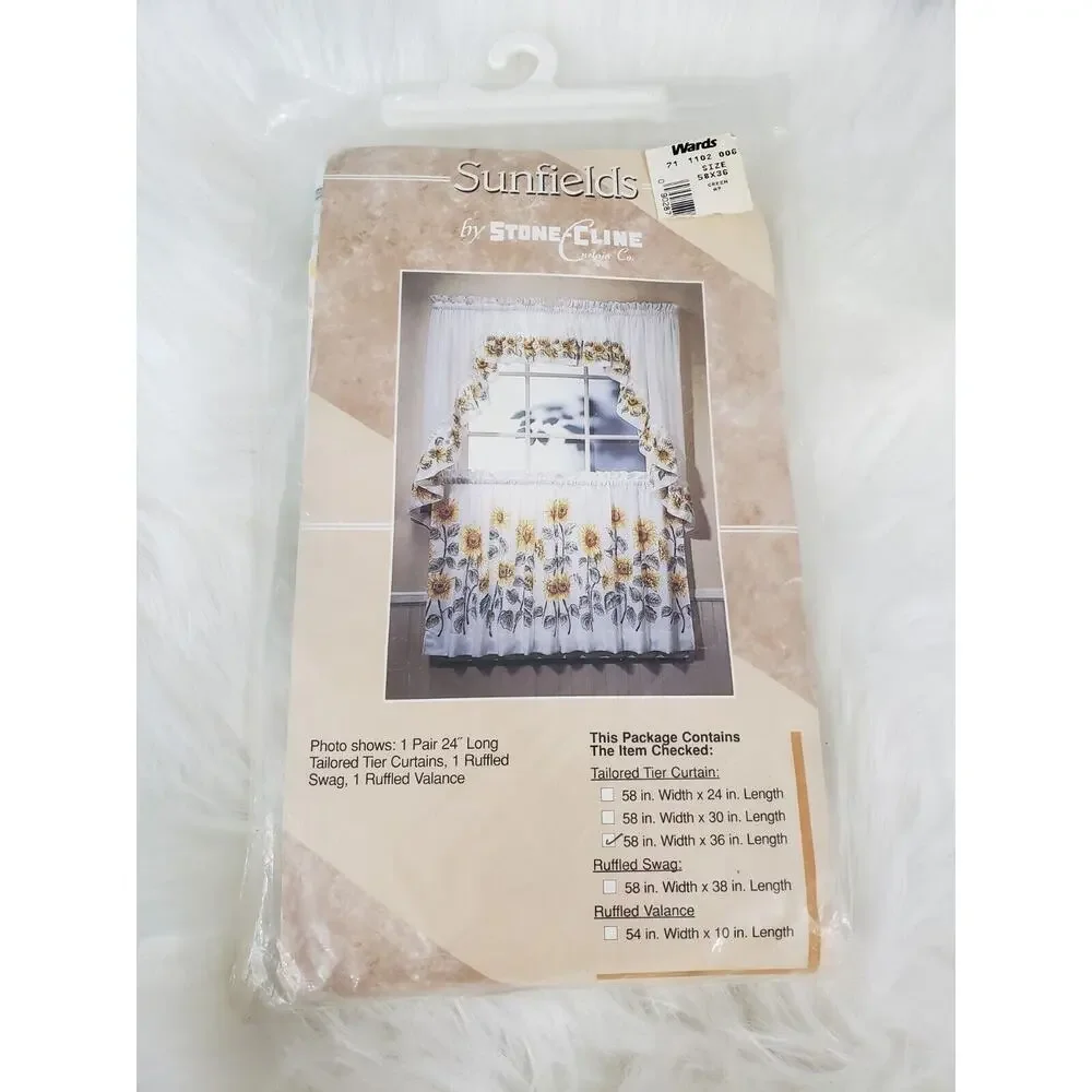 NEW Vintage Valance Tier Curtain Sunflower‎ Country Set Floral Cottagecore